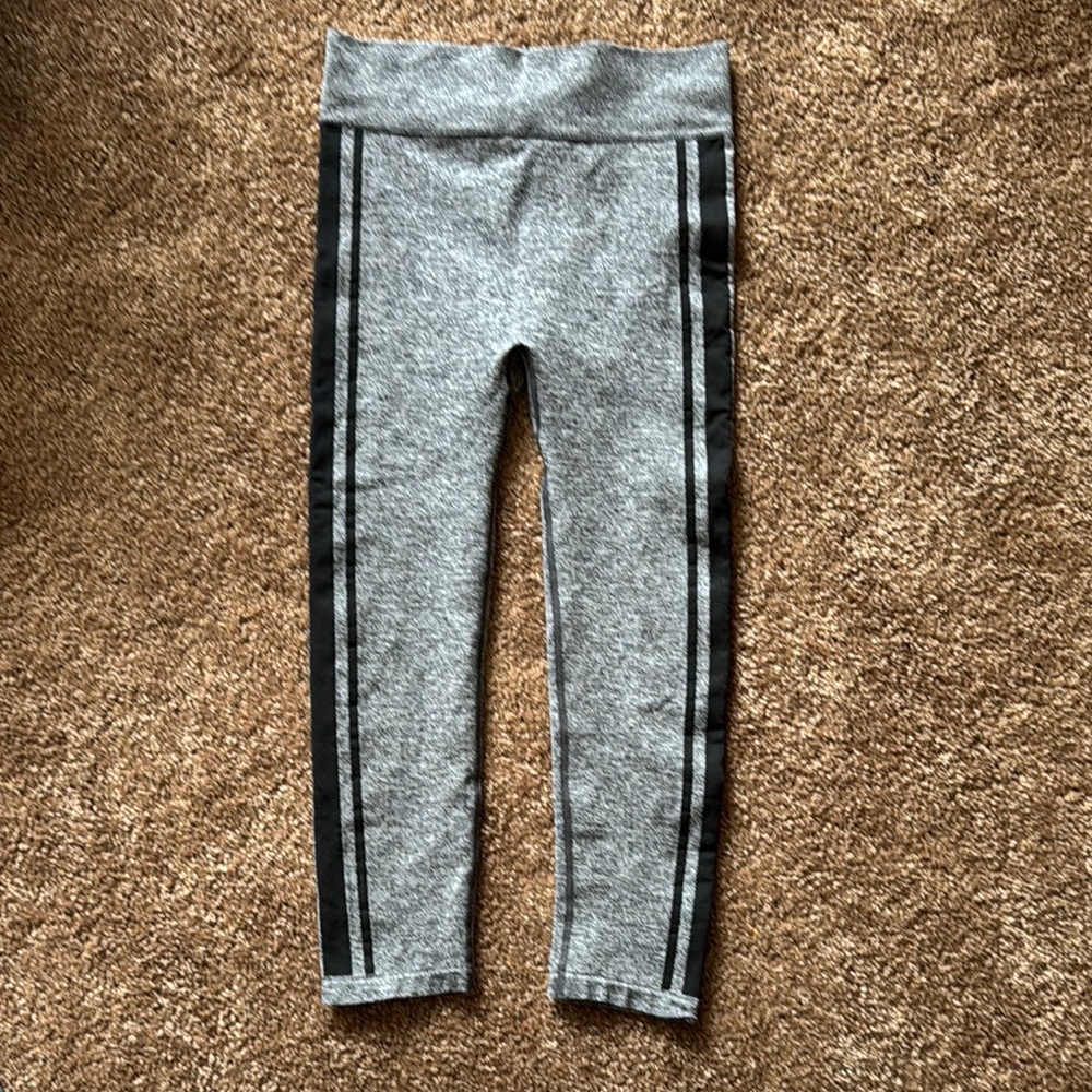 Gray Forever 21 Leggings with Black Stripes. Small. Maybe worn once.
